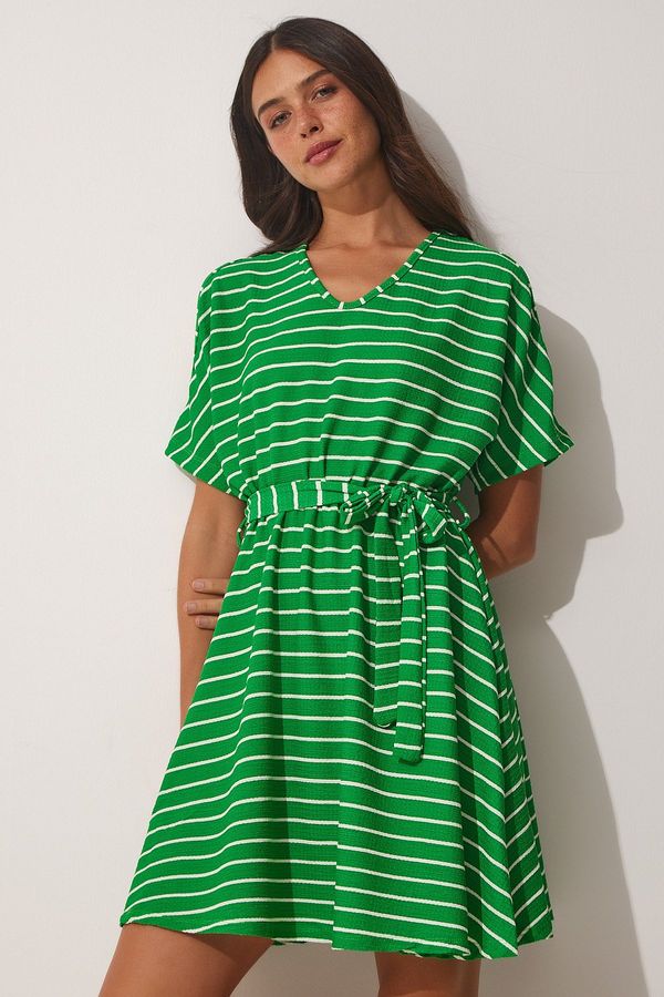 Happiness İstanbul Happiness İstanbul Women's Green Cut Out Detailed Knitted Summer Daily Dress
