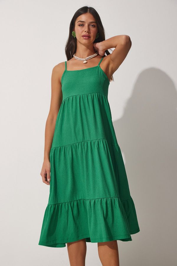 Happiness İstanbul Happiness İstanbul Women's Green Halterneck Knitted Summer Dress