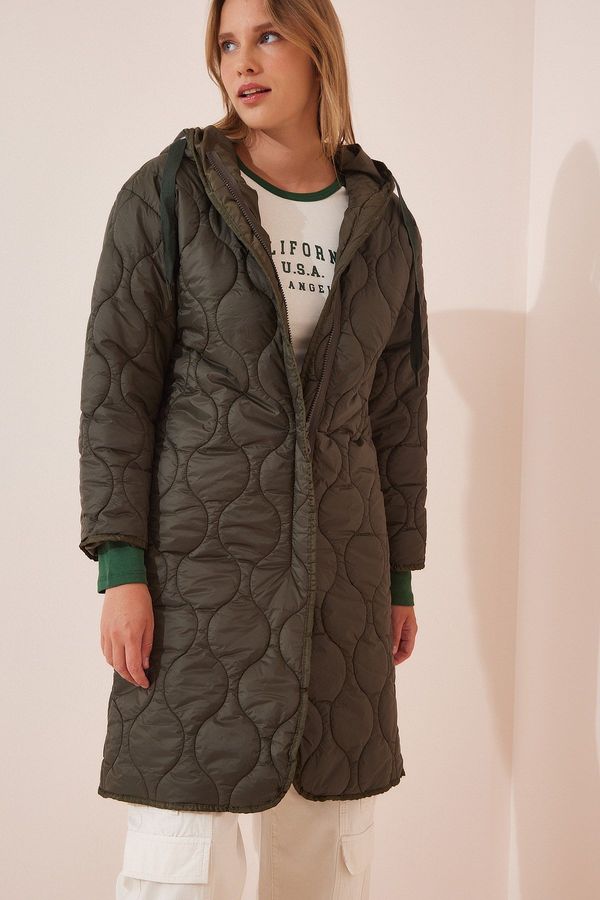 Happiness İstanbul Happiness İstanbul Women's Khaki Hooded Quilted Coat