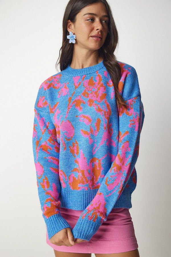 Happiness İstanbul Happiness İstanbul Women's Light Blue Patterned Knitwear Sweater