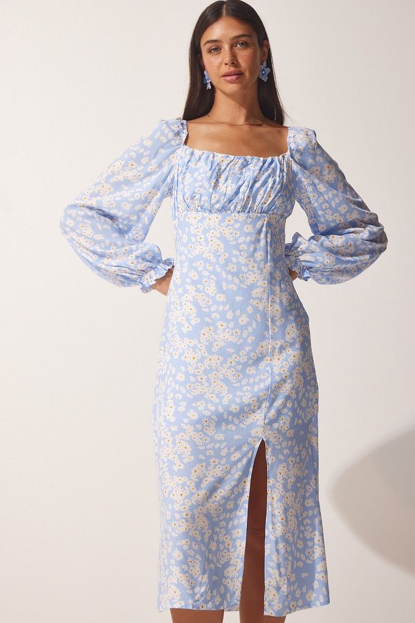 Happiness İstanbul Happiness İstanbul Women's Light Blue Patterned Viscose Woven Dress