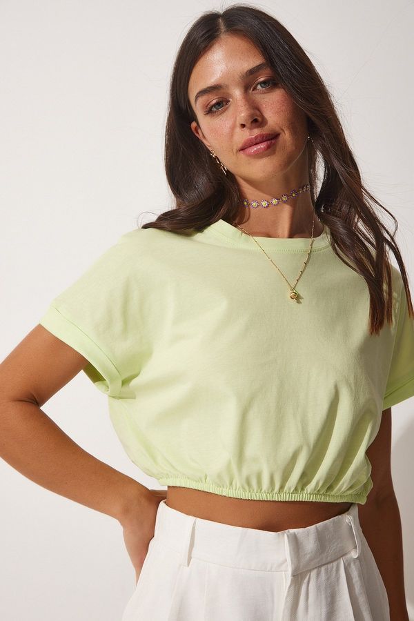 Happiness İstanbul Happiness İstanbul Women's Light Green Crop T-Shirts