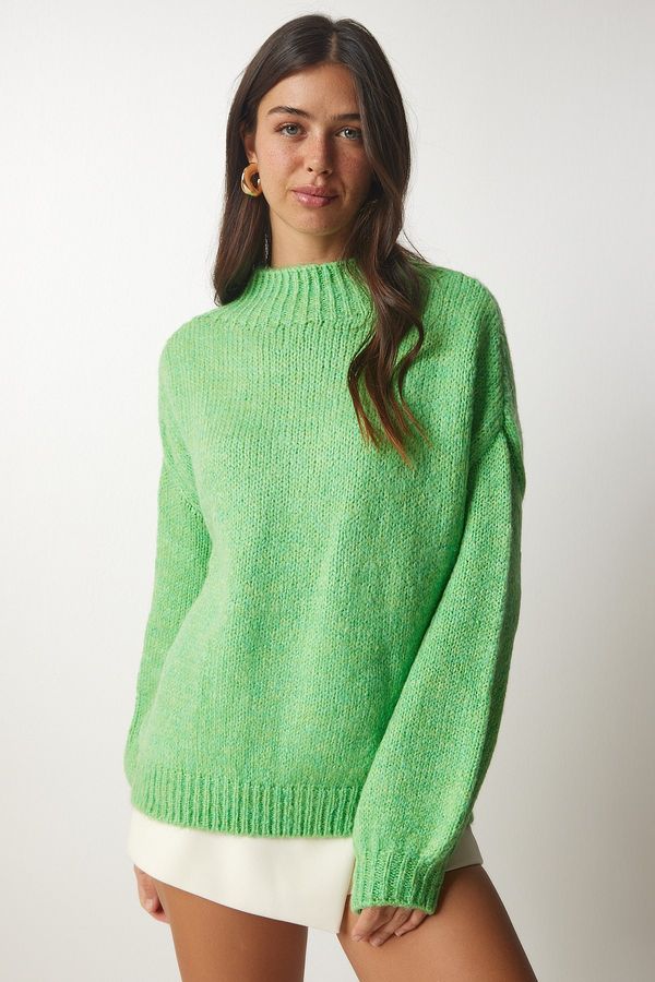 Happiness İstanbul Happiness İstanbul Women's Light Green High Neck Basic Knitwear Sweater