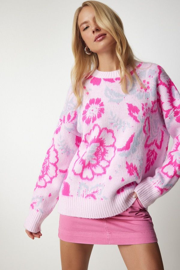 Happiness İstanbul Happiness İstanbul Women's Light Pink Patterned Knitwear Sweater