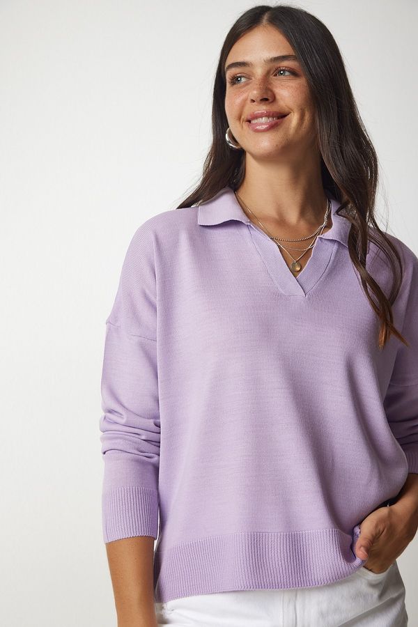Happiness İstanbul Happiness İstanbul Women's Lilac Polo Neck Basic Sweater