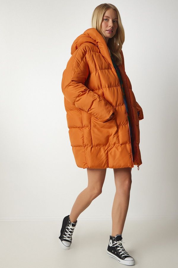 Happiness İstanbul Happiness İstanbul Women's Orange Hooded Oversized Puffer Coat