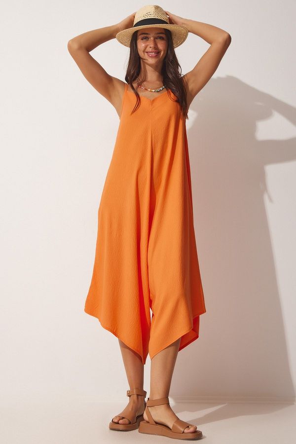 Happiness İstanbul Happiness İstanbul Women's Orange Straps Oversized, Flowy Baggy Overalls