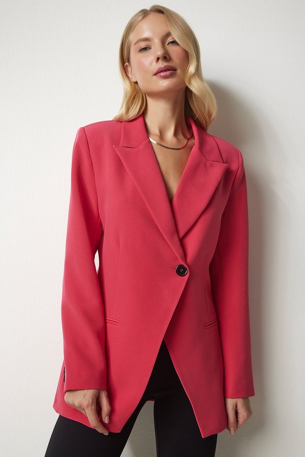 Happiness İstanbul Happiness İstanbul Women's Pink Double Breasted Collar Single Button Blazer Jacket