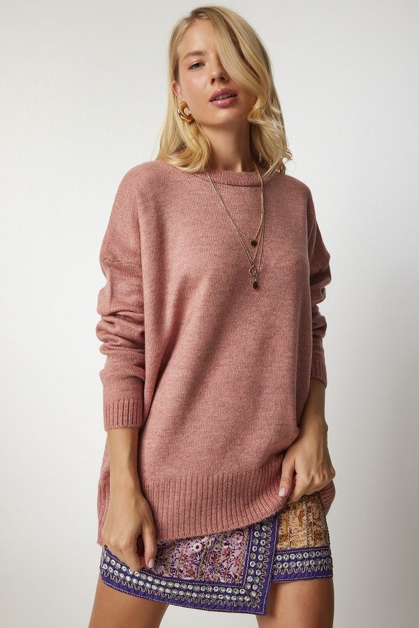 Happiness İstanbul Happiness İstanbul Women's Powder Crew Neck Oversize Knitwear Sweater