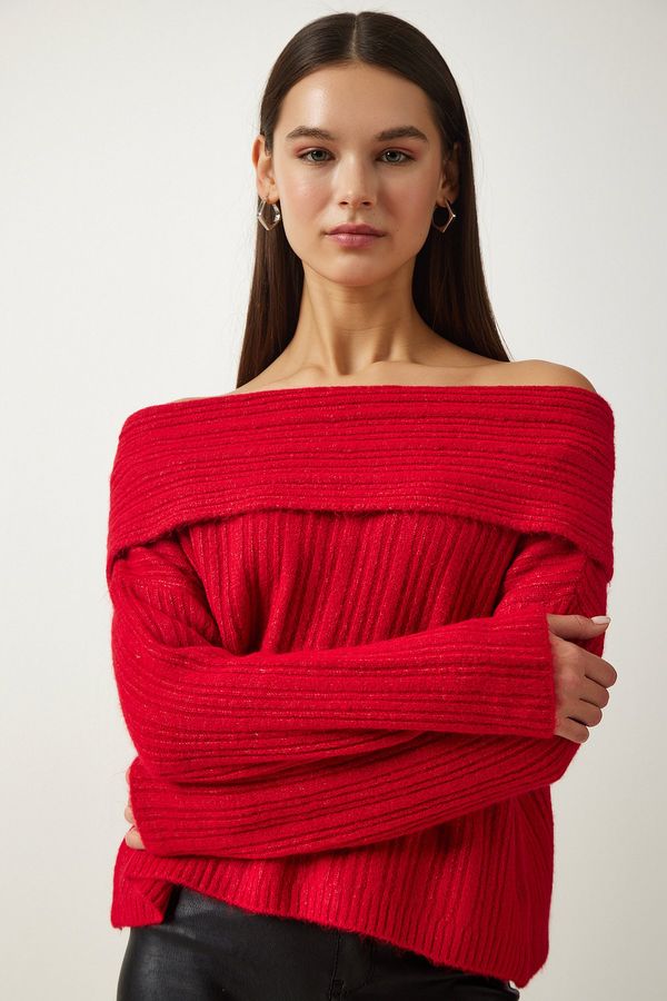 Happiness İstanbul Happiness İstanbul Women's Red Madonna Collar Knitwear Sweater