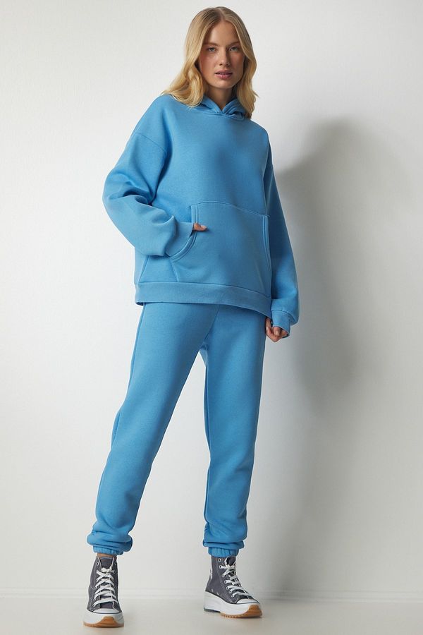 Happiness İstanbul Happiness İstanbul Women's Sky Blue Hooded Tracksuit Set