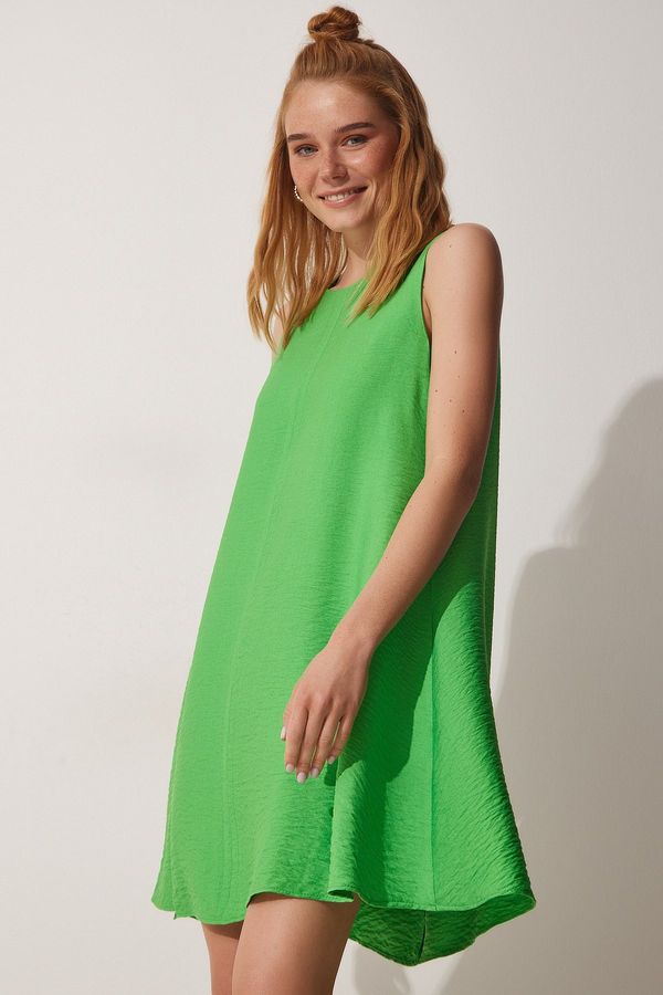 Happiness İstanbul Happiness İstanbul Women's Vivid Green Summer Woven Bell Dress