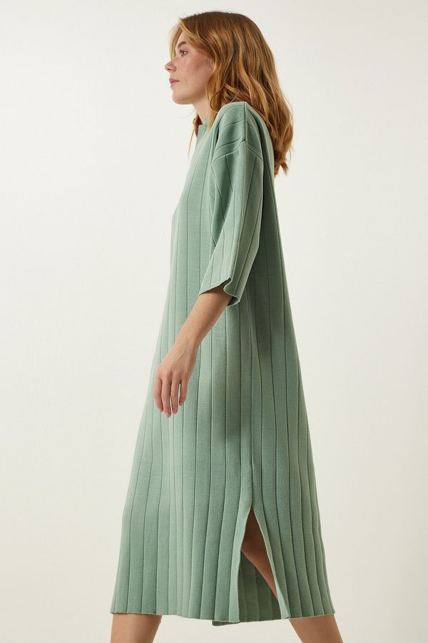 Happiness İstanbul Happiness İstanbul Women's Water Green Polo Neck Oversize Knitwear Dress