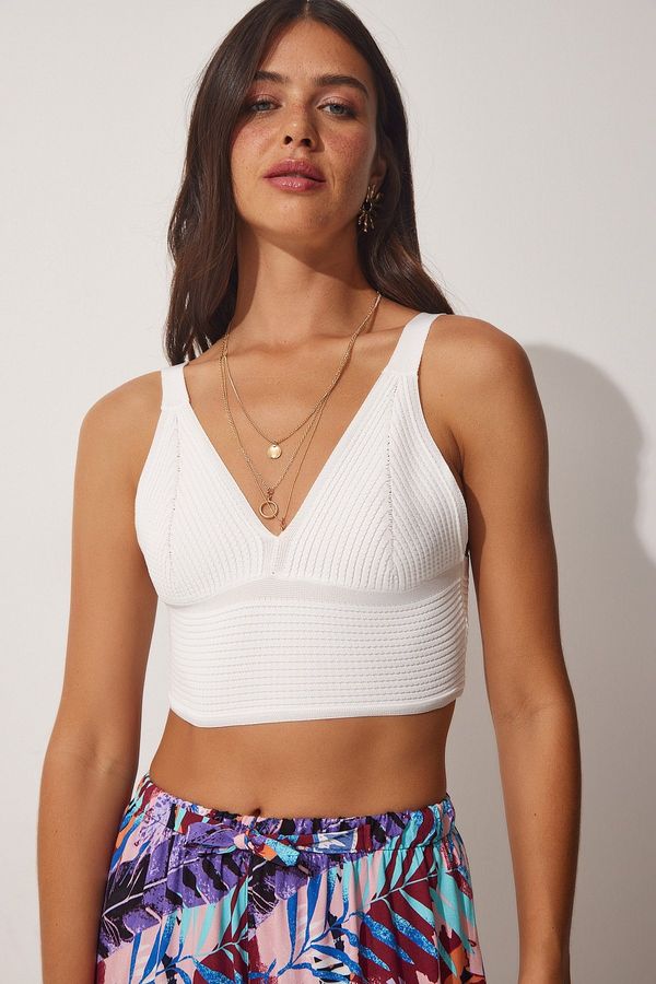 Happiness İstanbul Happiness İstanbul Women's White Straps Knitwear Bralette