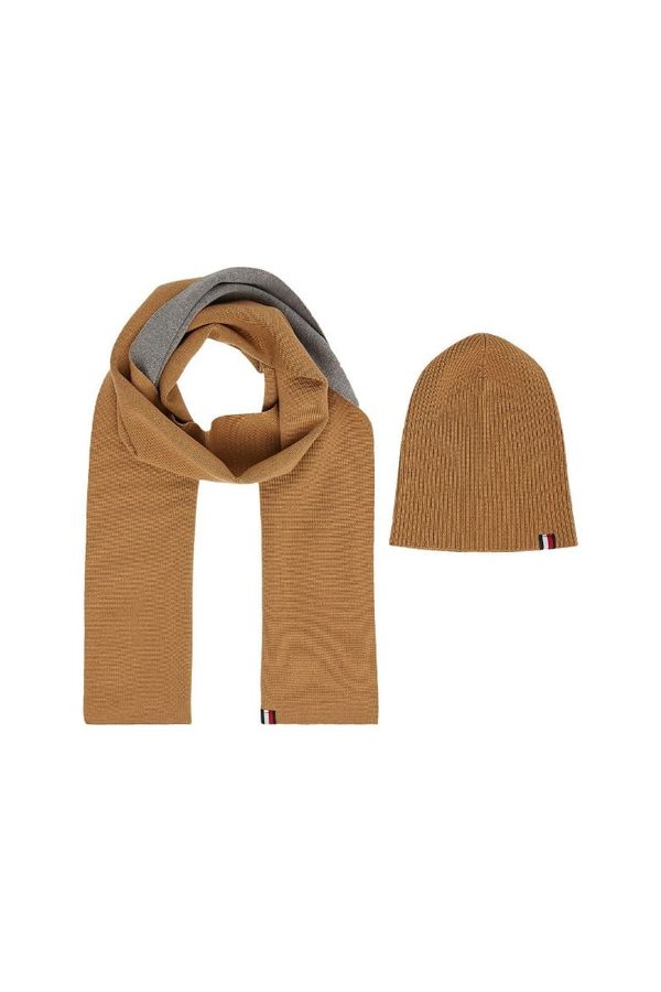 Tommy Hilfiger Hat &amp; Scarf - Tommy Hilfiger GP MERINO SCARF &amp; BEANIE brown