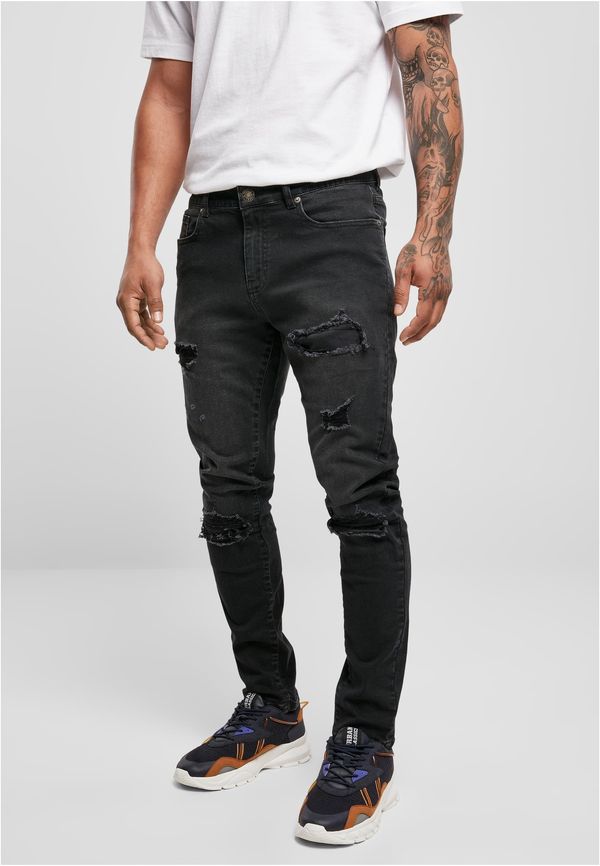 UC Men Heavy Destroyed Slim Fit Jeans realblk badly damaged washed