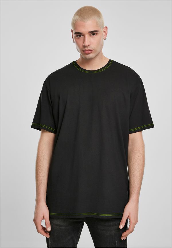 Urban Classics Heavy Oversized Contrast Stitch Tee Black/Electric Lime