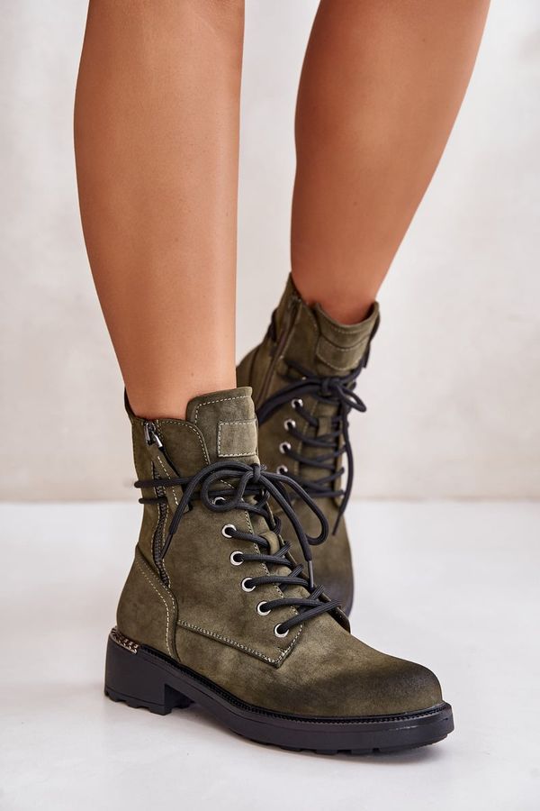 Kesi High ankle boots with zippers green Maisa