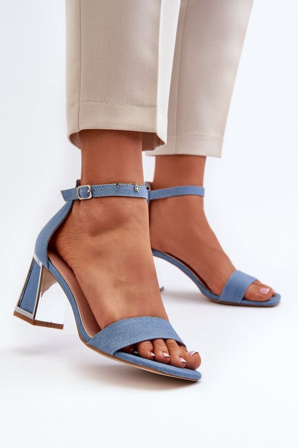 Kesi High-heeled denim sandals, Blue Pholia