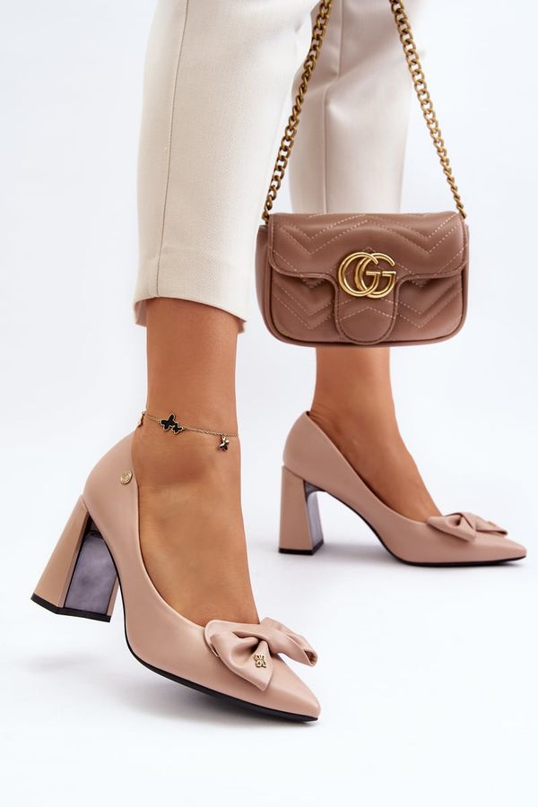 Kesi High-heeled pumps with bow, Beige Ariemessa