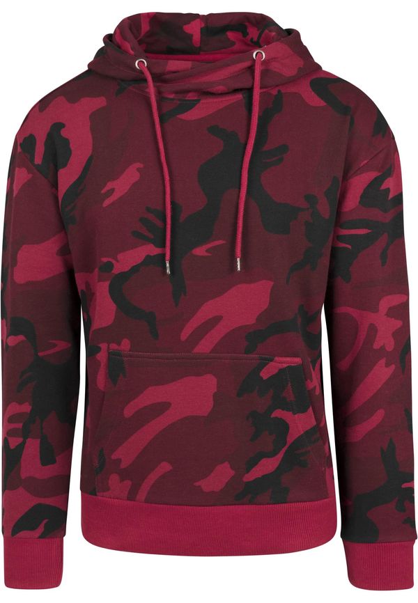 Urban Classics High Neck Camo Hoody Burgundy Camouflage