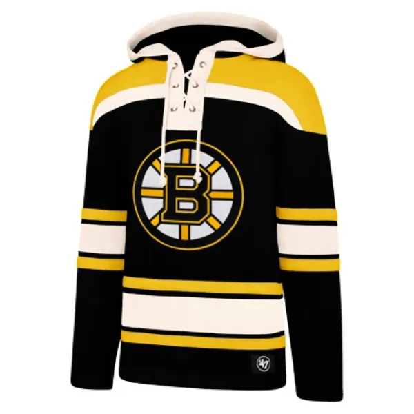 47 Brand Hockey Sweatshirt 47 Brand Lacer Hood NHL Boston Bruins David Pastrnak 88, XL