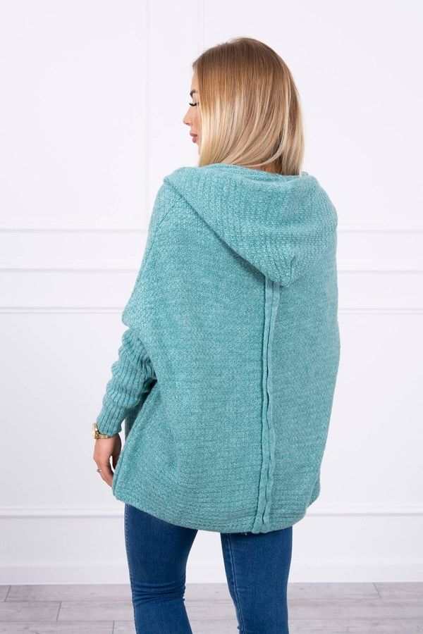 Kesi Hooded sweater with batwing sleeve dark mint