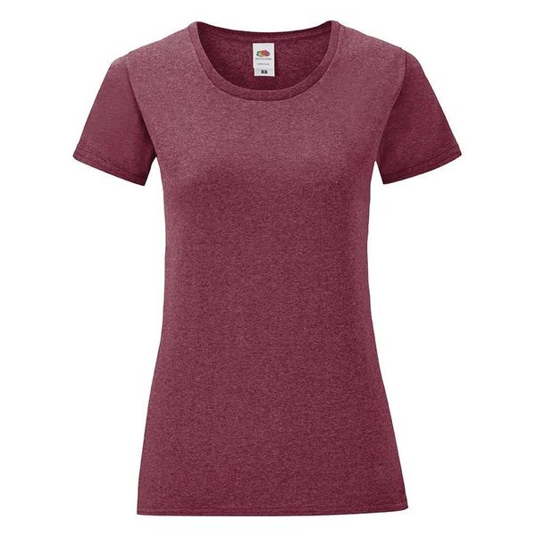 Fruit of the Loom Iconic Burgundy Women's T-shirt in combed cotton Fruit of the Loom