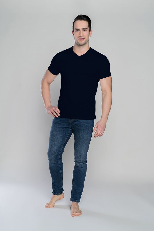 Italian Fashion Ikar T-shirt with short sleeves and V-neck - black