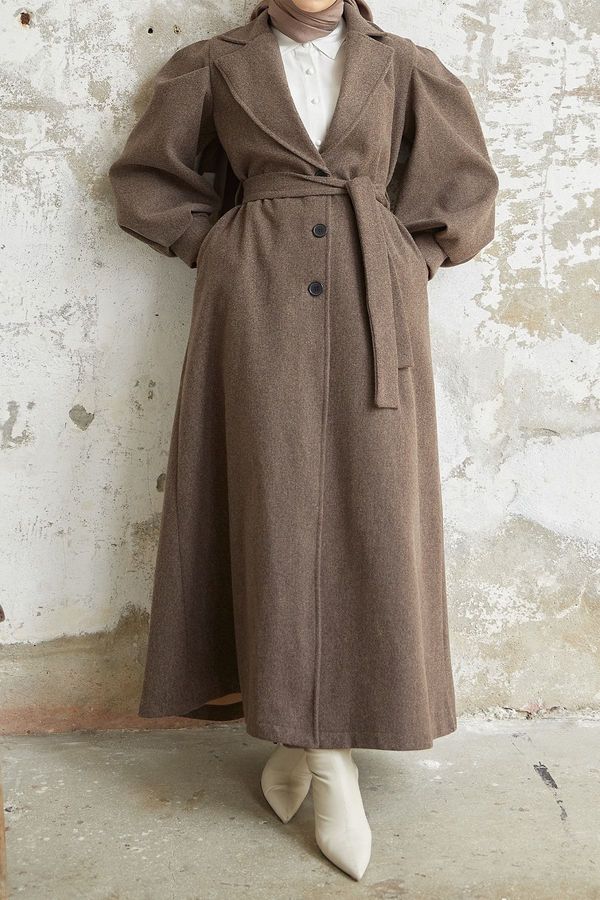 InStyle InStyle Diana Balloon Sleeve Belted Cachet Coat - Brown