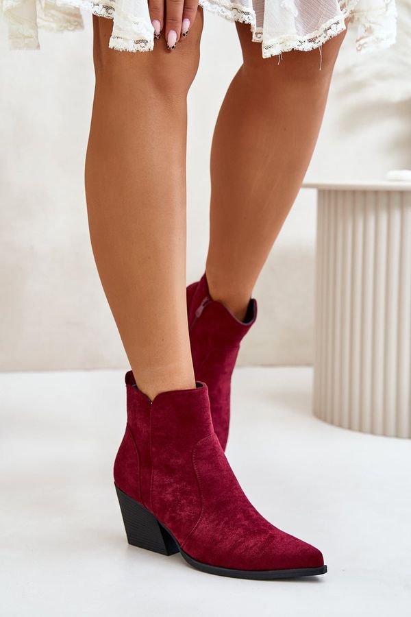 Kesi Insulated Ankle Boots Cowgirls Eco Suede Zipper Burgundy Virtris