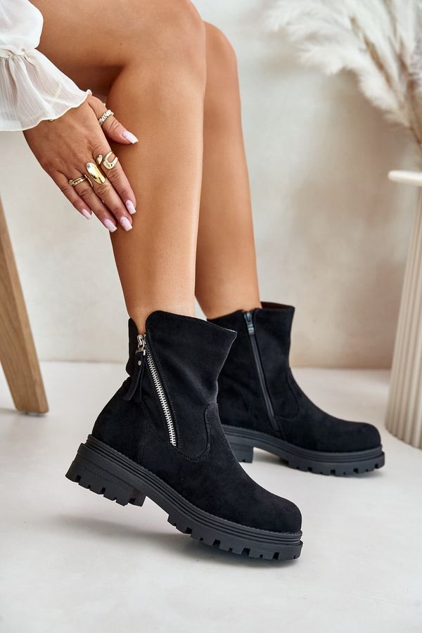 Kesi Insulated ankle boots with flat heel made of Eco suede black Reloma