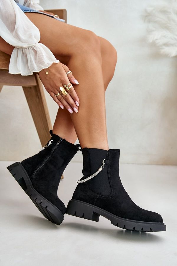 PH2 Insulated ankle boots with zipper with decorative strap black Labenne