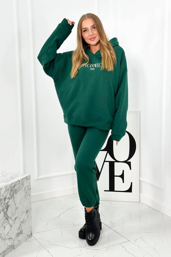 Kesi Insulated cotton set, sweatshirt with embroidery + green trousers