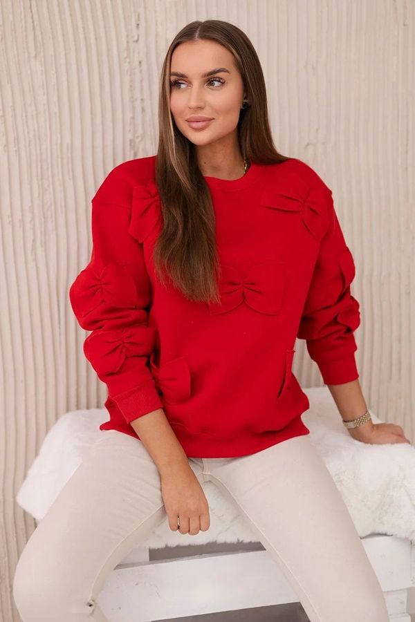 Kesi Insulated cotton sweatshirt with decorative bows Red