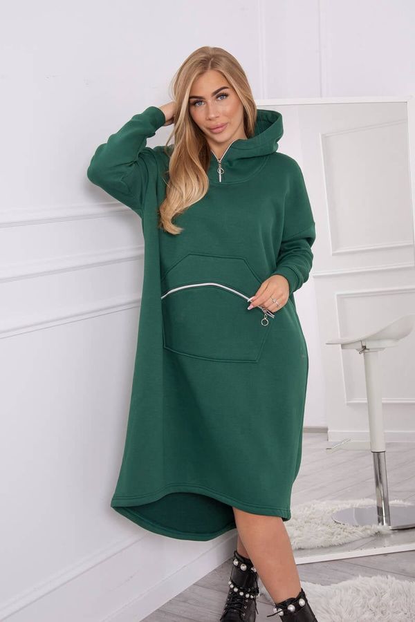 Kesi Insulated dress with a hood of dark green