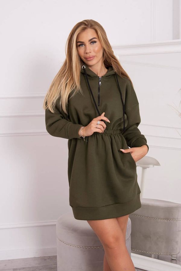 Kesi Insulated dress with hood in khaki color