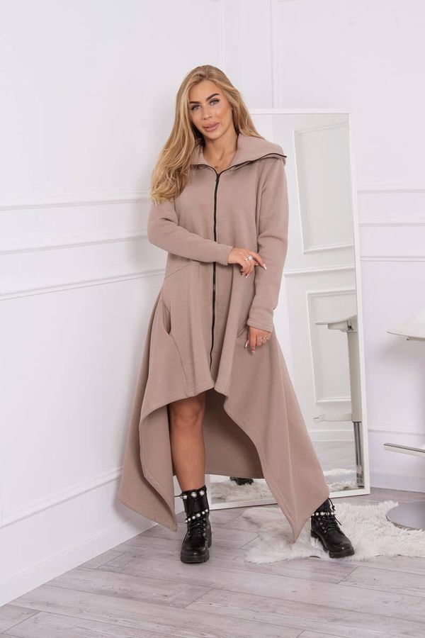Kesi Insulated dress with longer sides of dark beige color