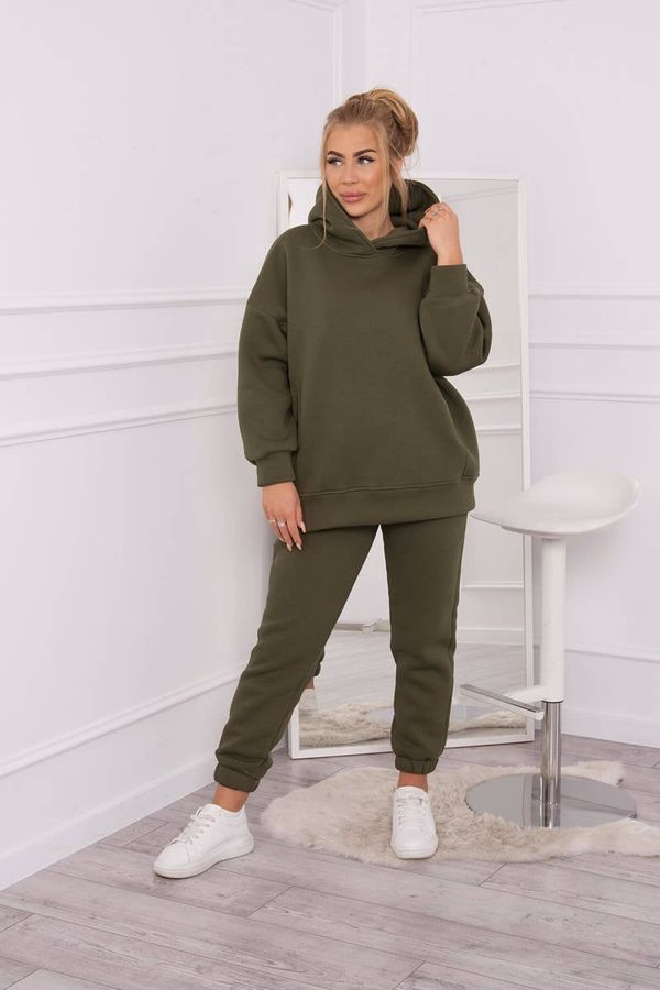 Kesi Insulated set with sweatshirt in khaki color