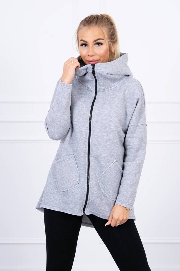 Kesi Insulated sweatshirt with a longer back and grey pockets