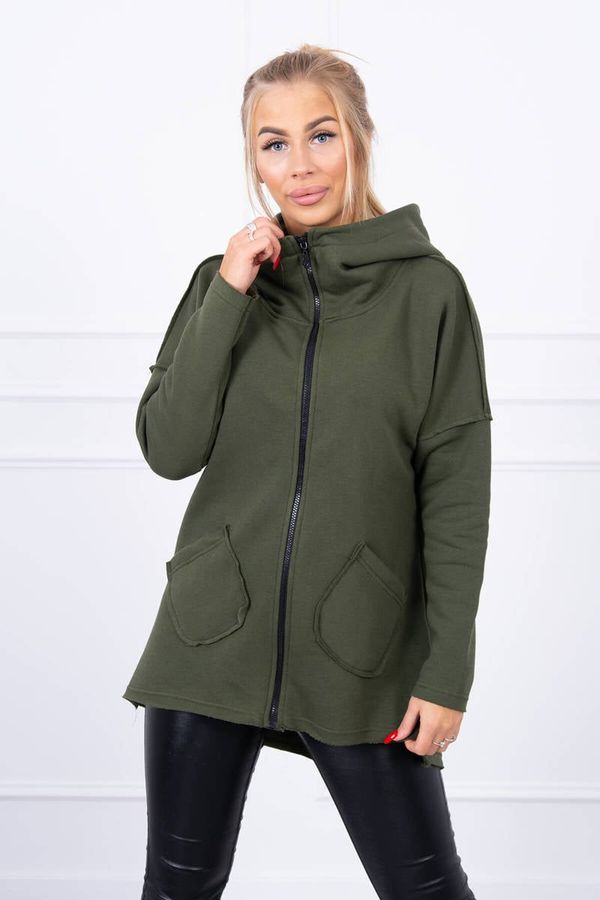 Kesi Insulated sweatshirt with a longer back and khaki-coloured pockets