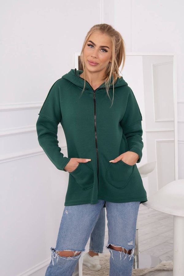 Kesi Insulated sweatshirt with a longer back and pockets dark green