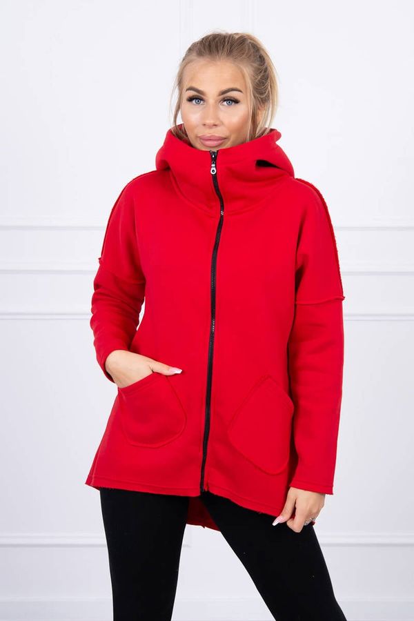 Kesi Insulated sweatshirt with a longer back and red pockets