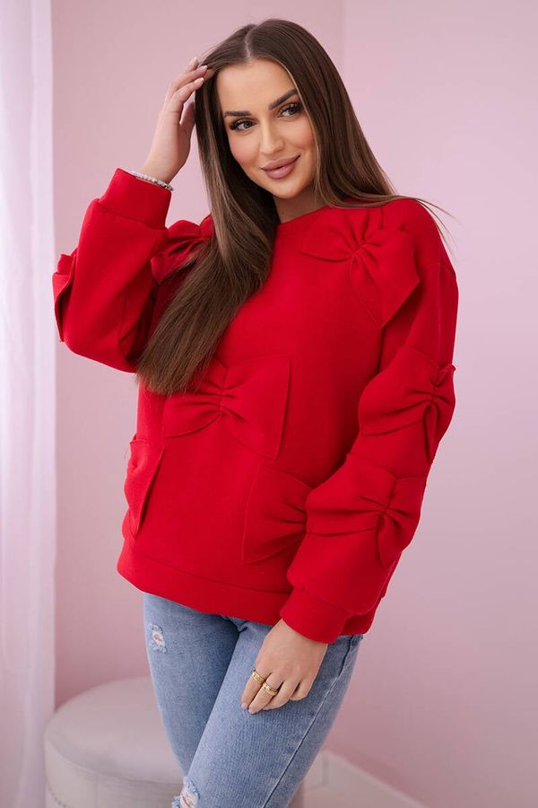 Kesi Insulated sweatshirt with decorative bows in red