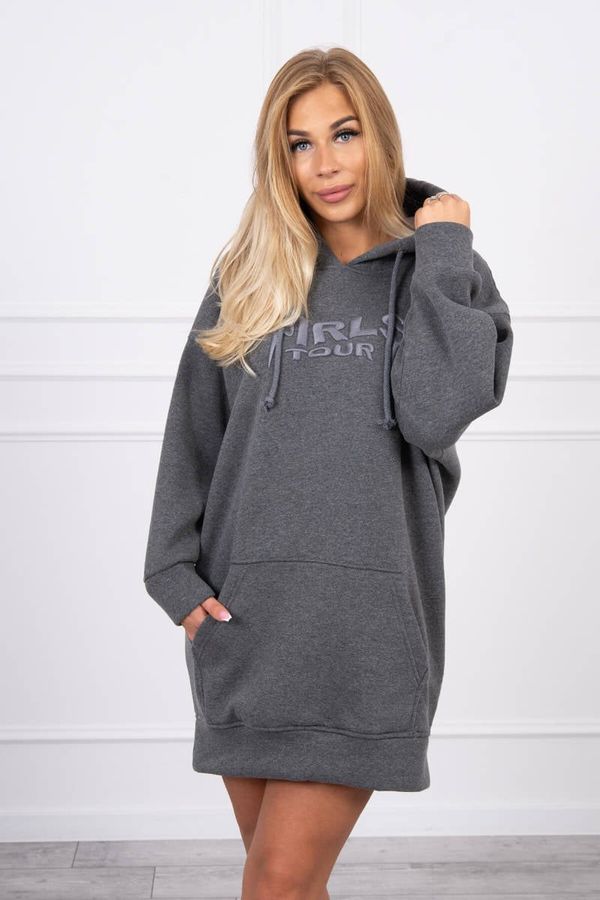 Kesi Insulated sweatshirt with embroidered inscription oversize graphite