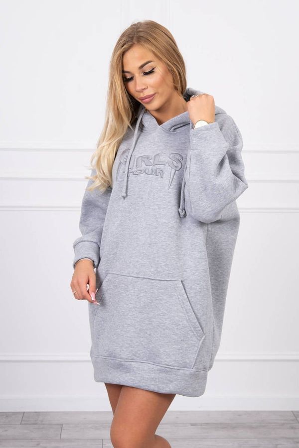 Kesi Insulated sweatshirt with embroidered inscription oversize gray
