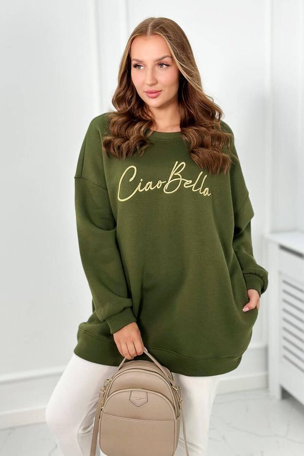 Kesi Insulated sweatshirt with khaki Ciao Bella inscription