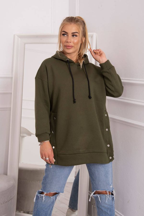 Kesi Insulated sweatshirt with khaki snap fasteners