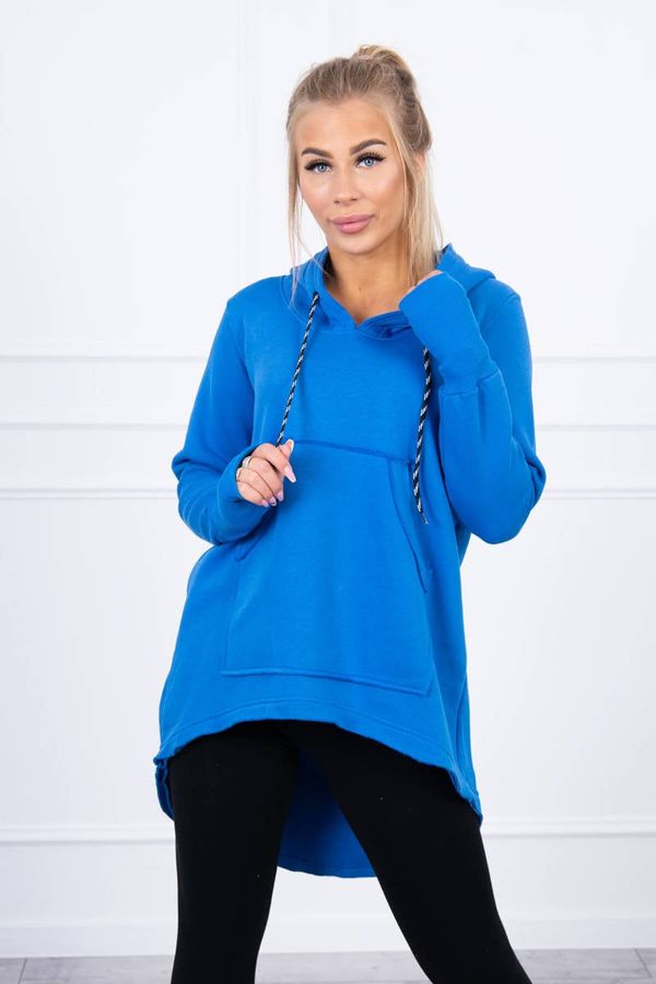 Kesi Insulated sweatshirt with longer back and purple blue hood