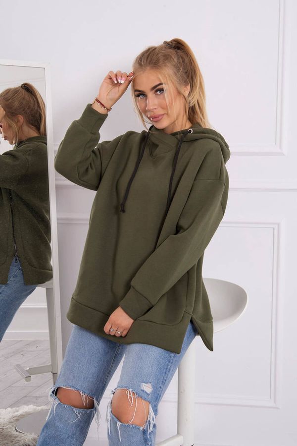 Kesi Insulated sweatshirt with zipper on khaki side